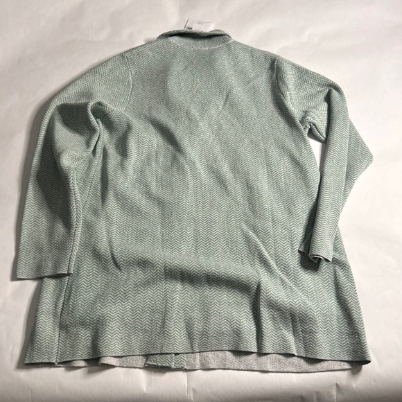 J Jill Womens Knit Blazer Cardigan Jacket Light Green Herringbone Button Front L - Picture 3 of 7